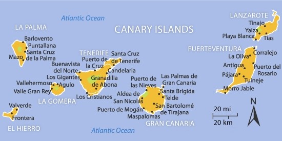 Map of the Canary islands - Property for sale in the canary islands