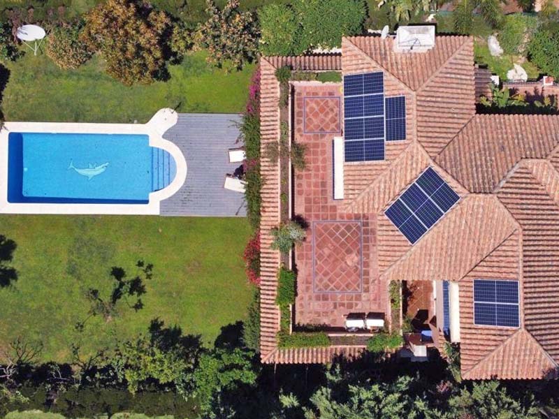 Solar panels on a villa in Spain