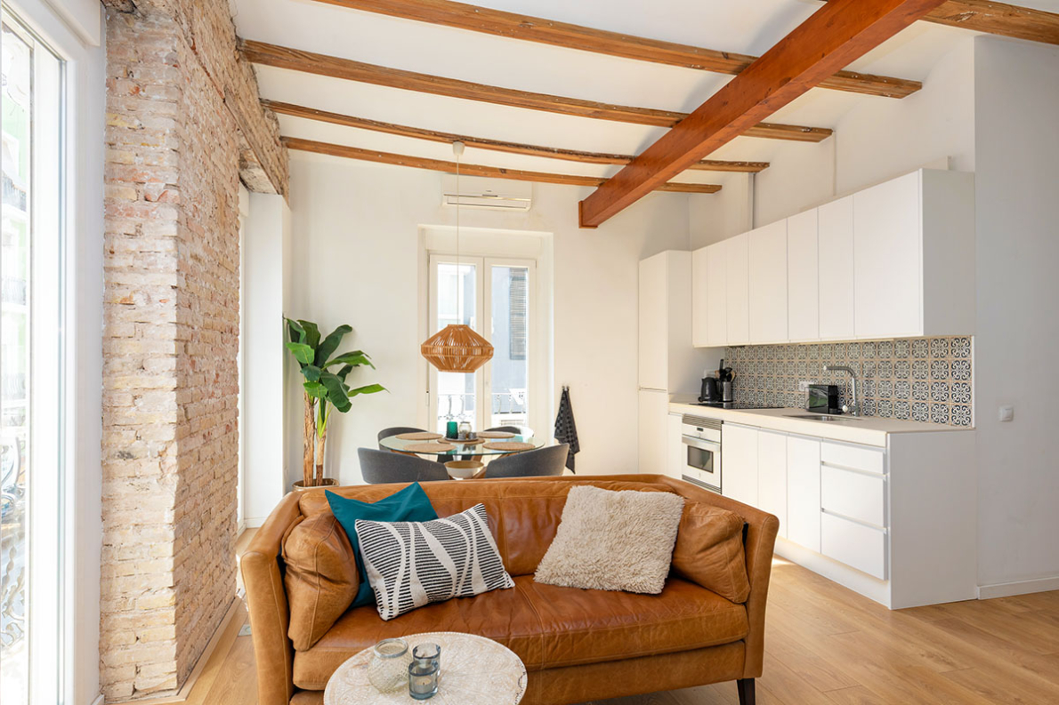 Apartment-Ruzafa-Valencia-02 Apartment for sale in Valencia city Spain - living room and kitchen