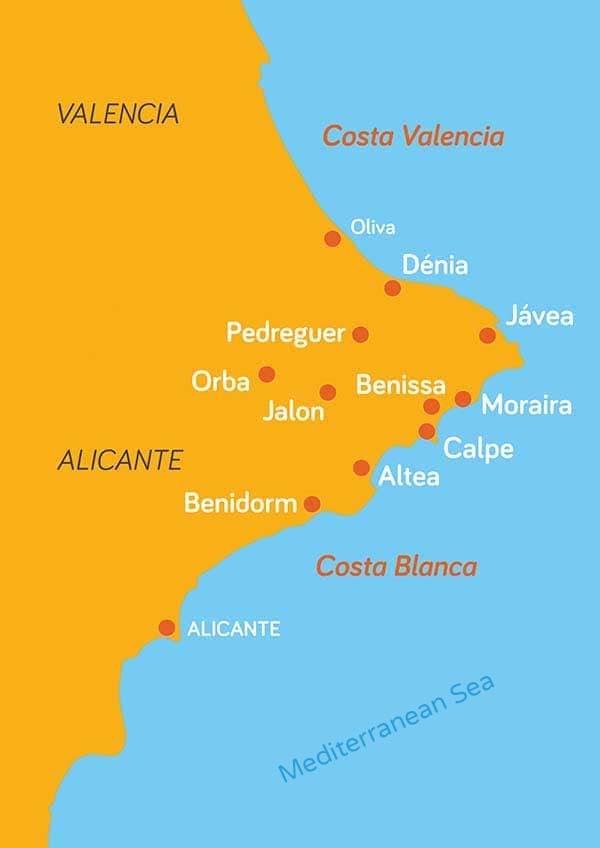 Costa Blanca map